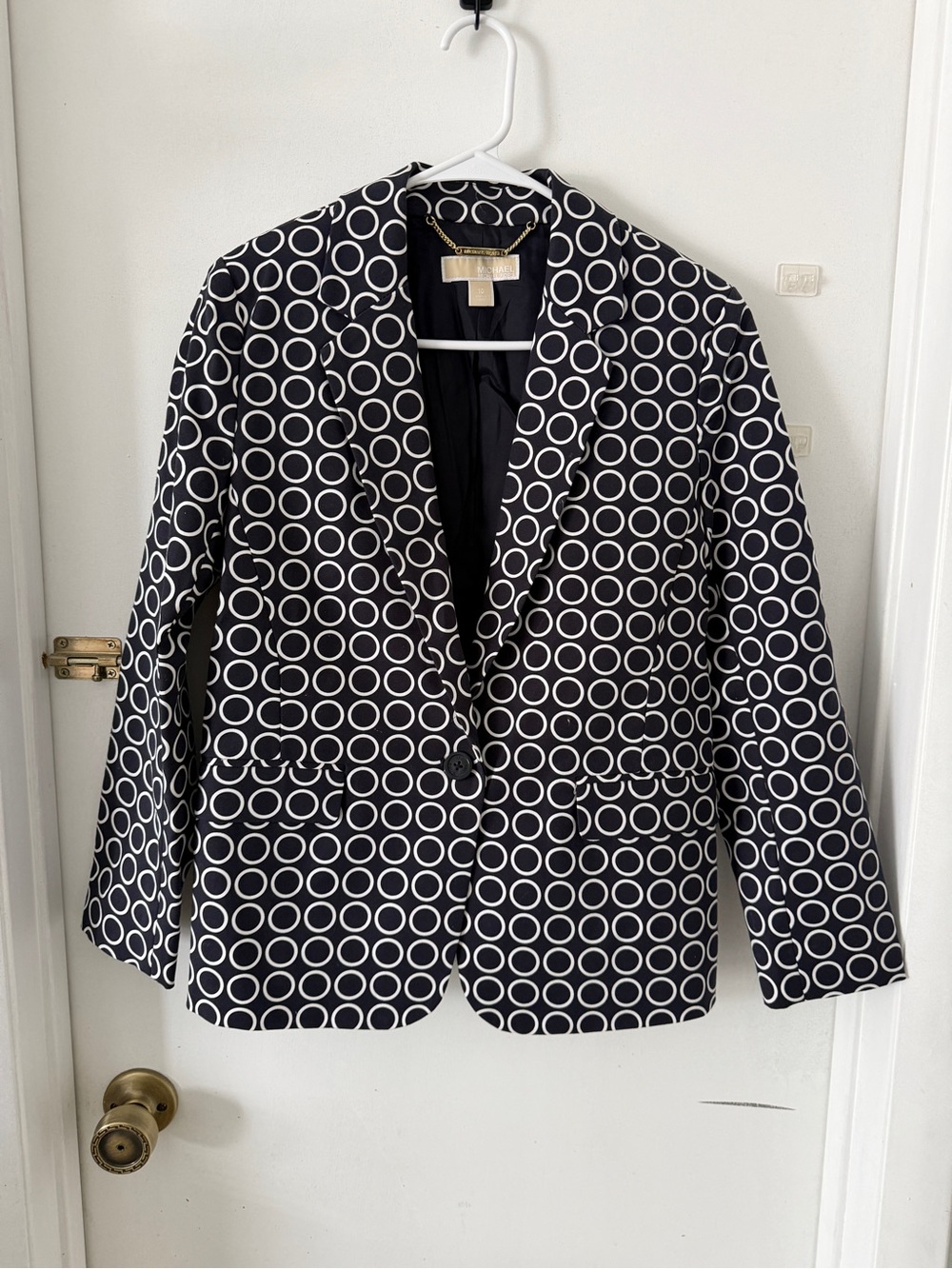 MICHAEL Michael Kors Black Blazer with White Circle Print